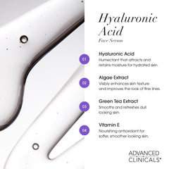 Advanced Clinicals side-by-side serum collection illustrates cohesive anti-aging routine.