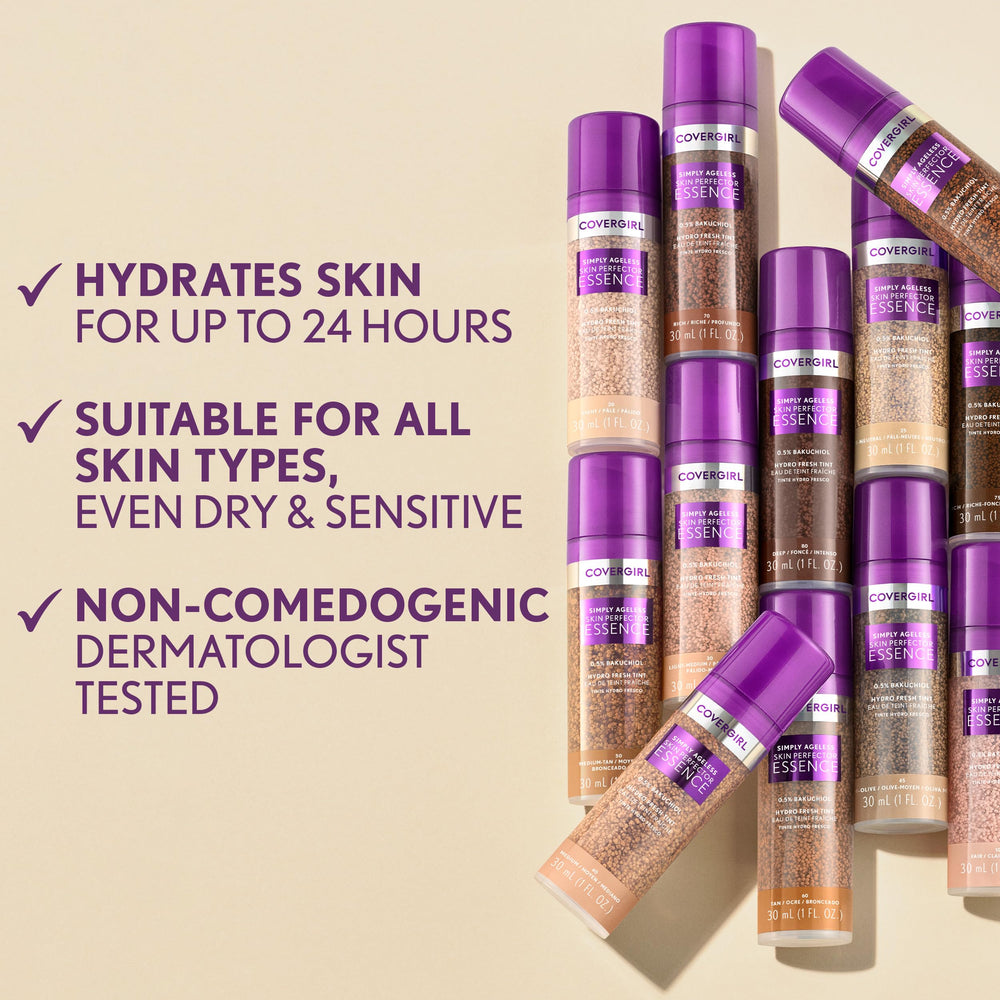 CoverGirl Simply Ageless gel texture swirls indicating lightweight formula.