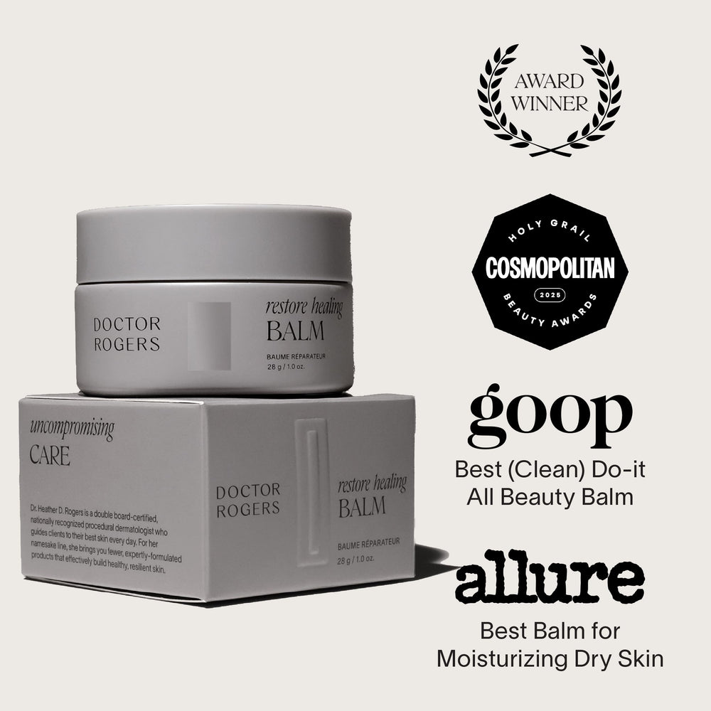 Hand care scene featuring Doctor Rogers Restore Healing Balm for gentle hydration.