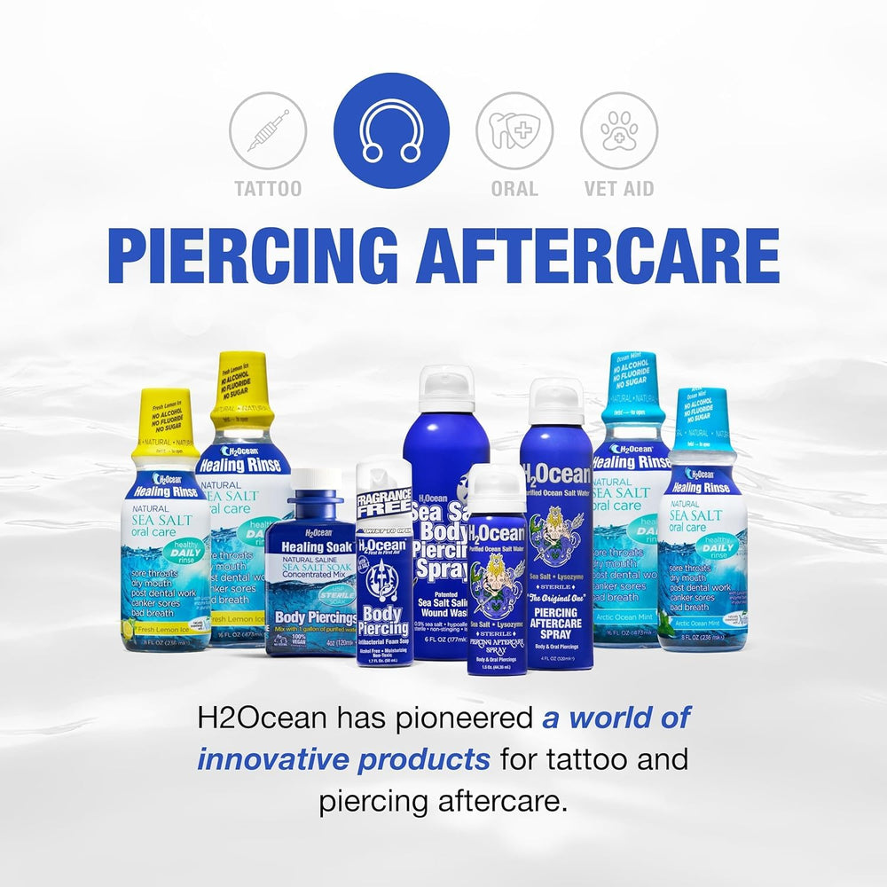 H2Ocean Piercing spray fits into home care routines for convenient cleansing