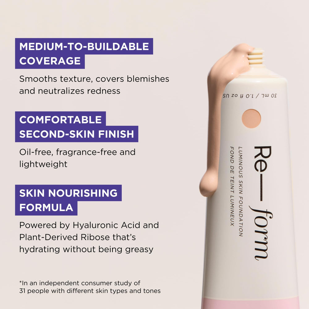 HALEYS Re-form luminous glow shot highlights natural radiance.