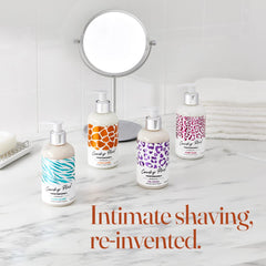 IntiMD Coochy Plus kit packaging flatlay highlights complete shaving solution.