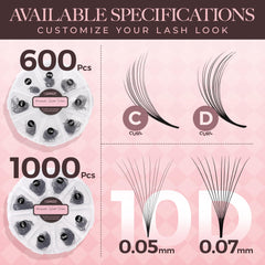 LASHVIEW D curl premade fans offer slim base for better lash adhesion