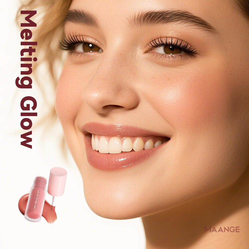 MAANGE liquid blush size and contents comparison showing compact duo ideal for travel