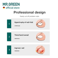 MR.GREEN ergonomic handle with anti-slip finish improves control.