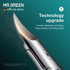 MR.GREEN gold-angle blade reaches deep grooves safely.