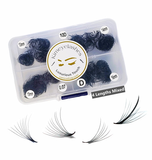 Premade volume fans box with mixed lengths for quick lash sets