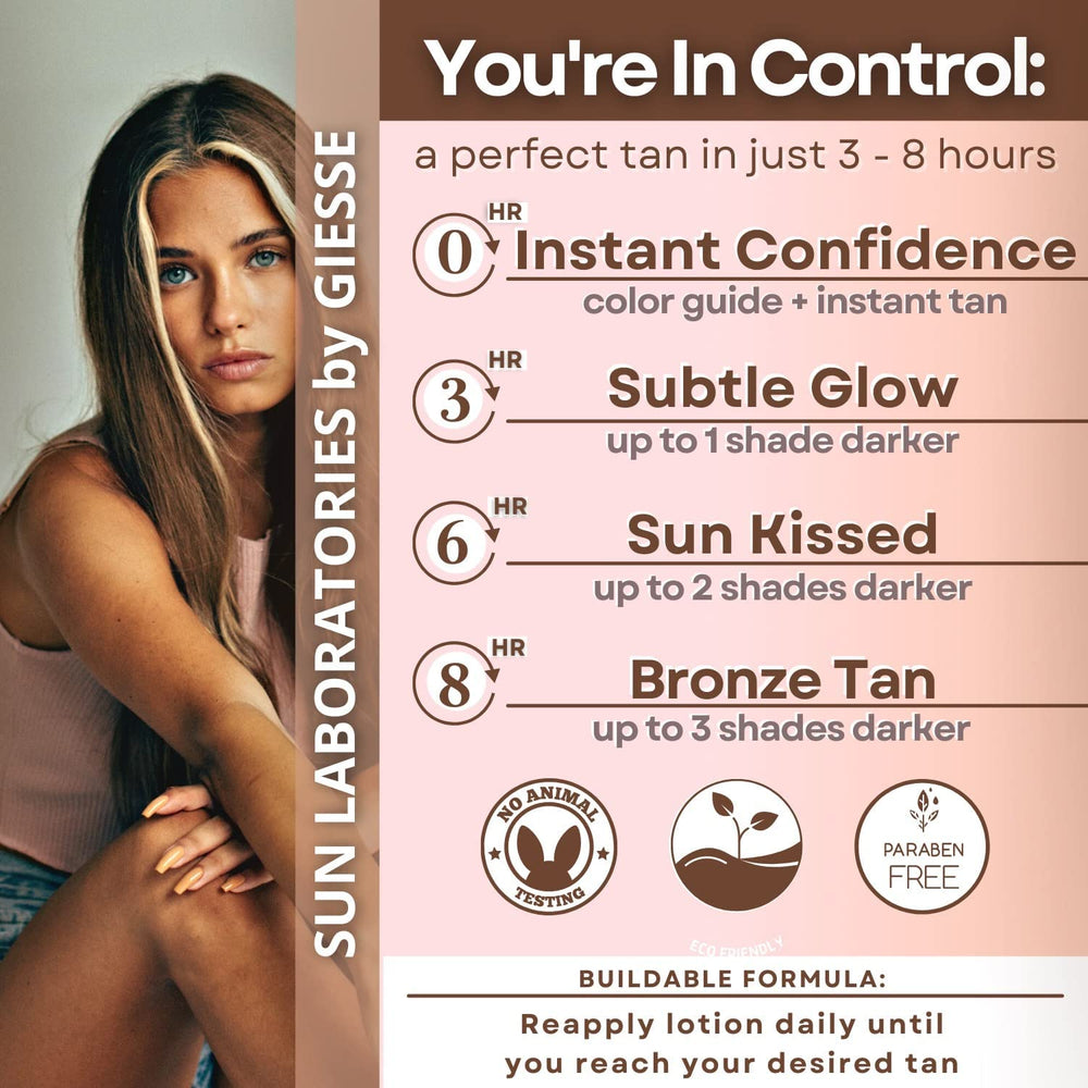 Sun Laboratories by Giesee Ultra Dark Self Tanning Lotion 32oz application-hands helps smooth self-tan on hands.
