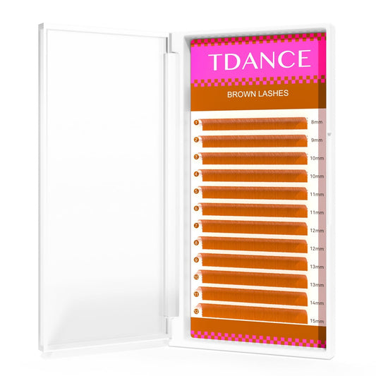 TDANCE light brown lash extensions blend naturally with a subtle color boost for everyday looks.