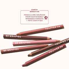 Tower 28 OneLiner cruelty-free badge highlights ethical, vegan makeup.