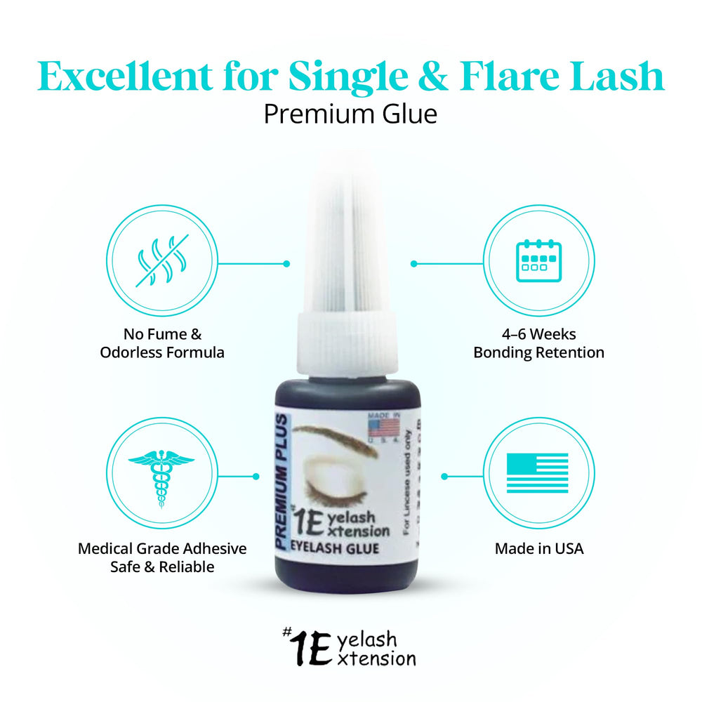 Premium Plus precision-tip dispensing for controlled lash placement