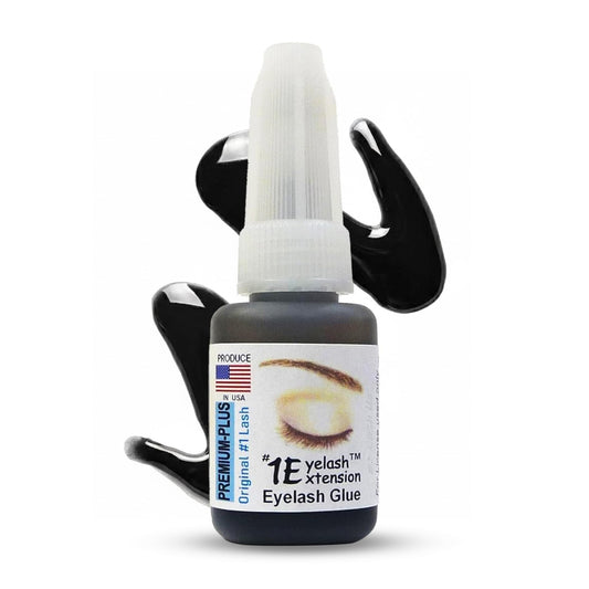 #1 Eyelash Extension Premium Plus bottle close-up, odorless for comfortable applications