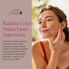 Blending demonstration of 100% PURE Healthy Foundation for a seamless finish on skin.