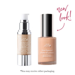 Packaging of 100% PURE Healthy Foundation highlighting vegan, cruelty-free credentials.
