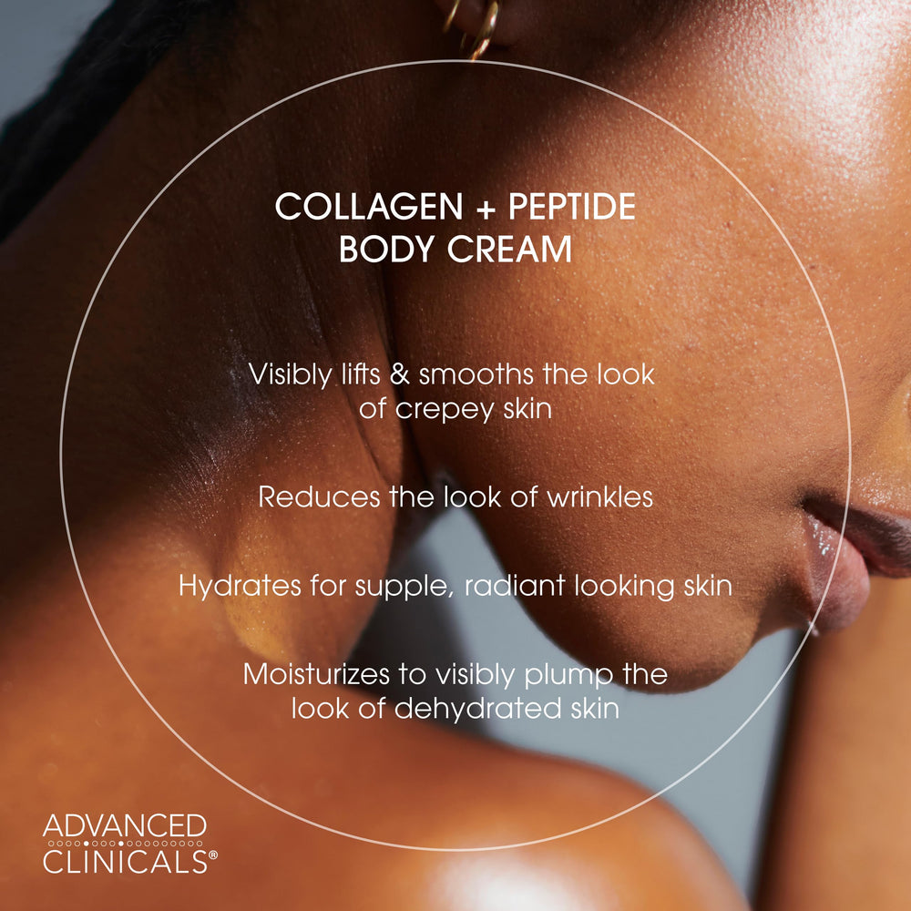 Advanced Clinicals collagen peptides face moisturizer applied to the face for daily hydration