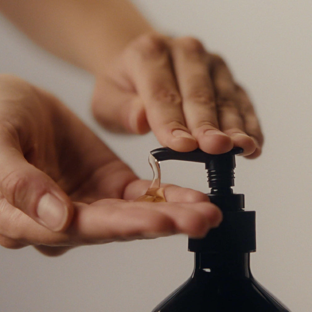 Aesop Reverence hand wash texture close-up hints at subtle buffing action.