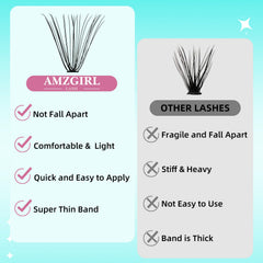AMZGIRL applying a cluster to natural lashes demonstrating quick at-home use
