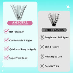 AMZGIRL LASH model applying clusters at lash line illustrating quick at-home application