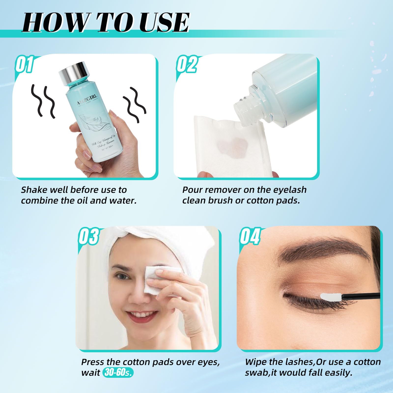 AMZGIRL LASH applied with microbrush to cluster lashes for controlled, precise removal