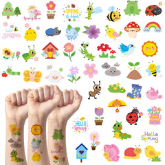ANGOLIO spring tattoos pack 24 patterns for kids' party fun and rewards.