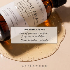 Serum bottle packaging detail showing premium design and labeling.