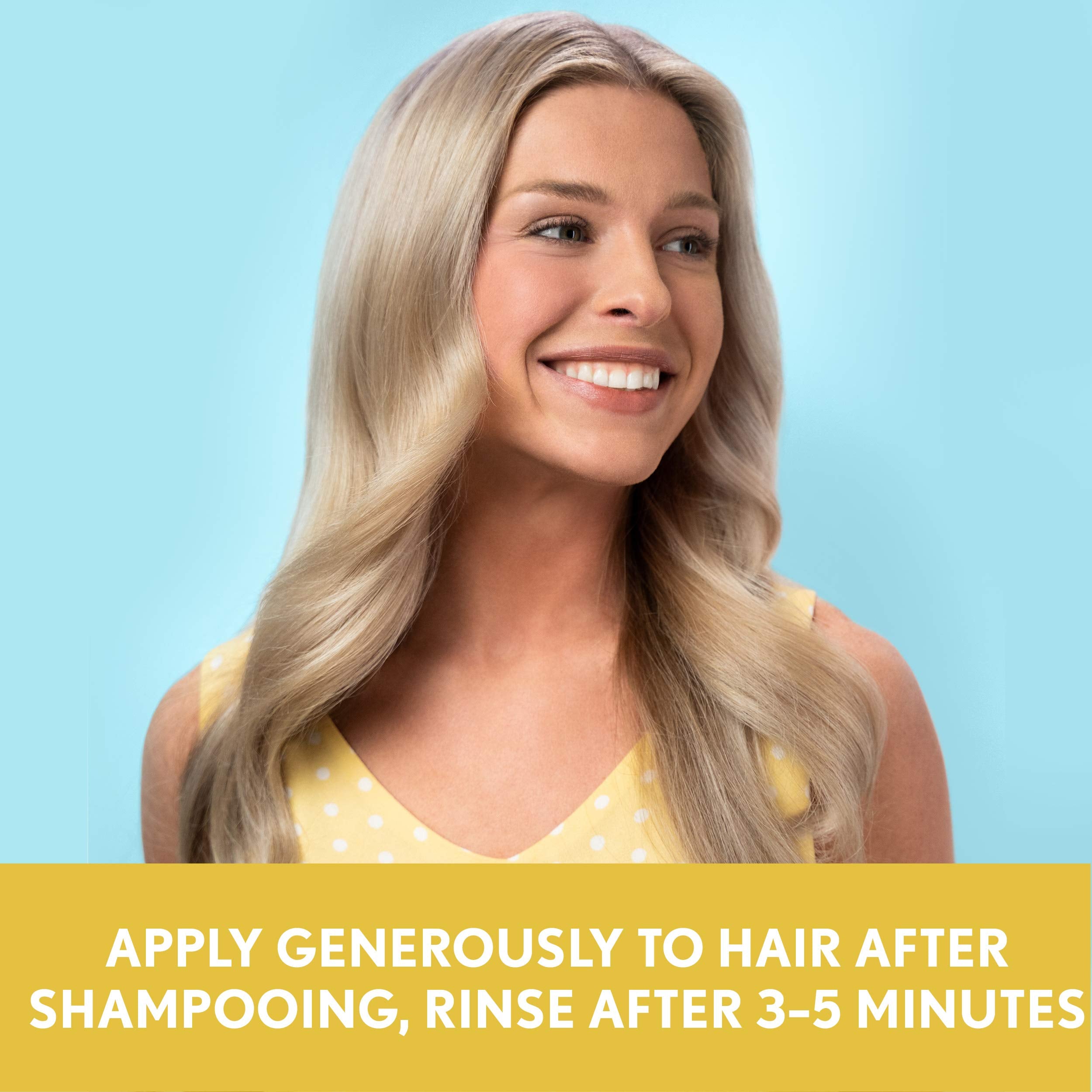 Hair appears softer and more hydrated after using Aveeno conditioner.