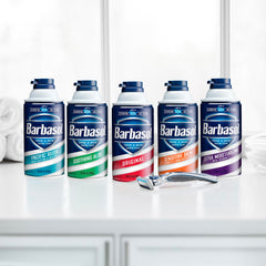 Barbasol premium foam close-up showing rich texture