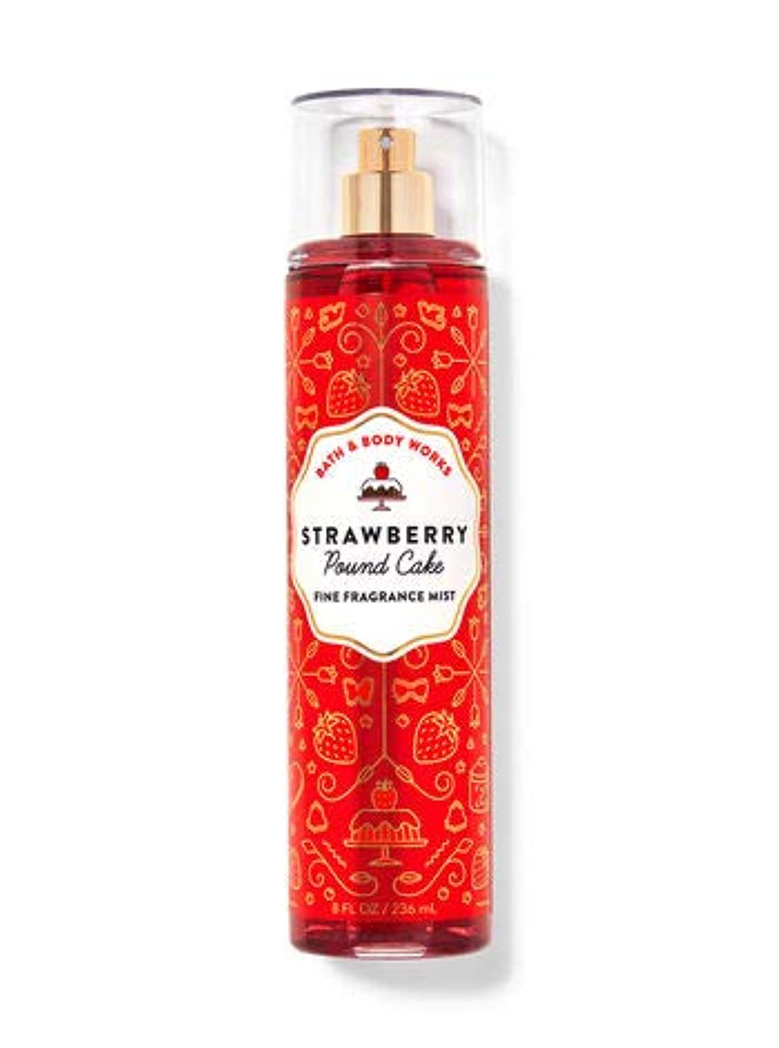 Bath & Body Works Strawberry Pound Cake Fragrance Mist bottle highlights a sweet, mood-lifting aroma.