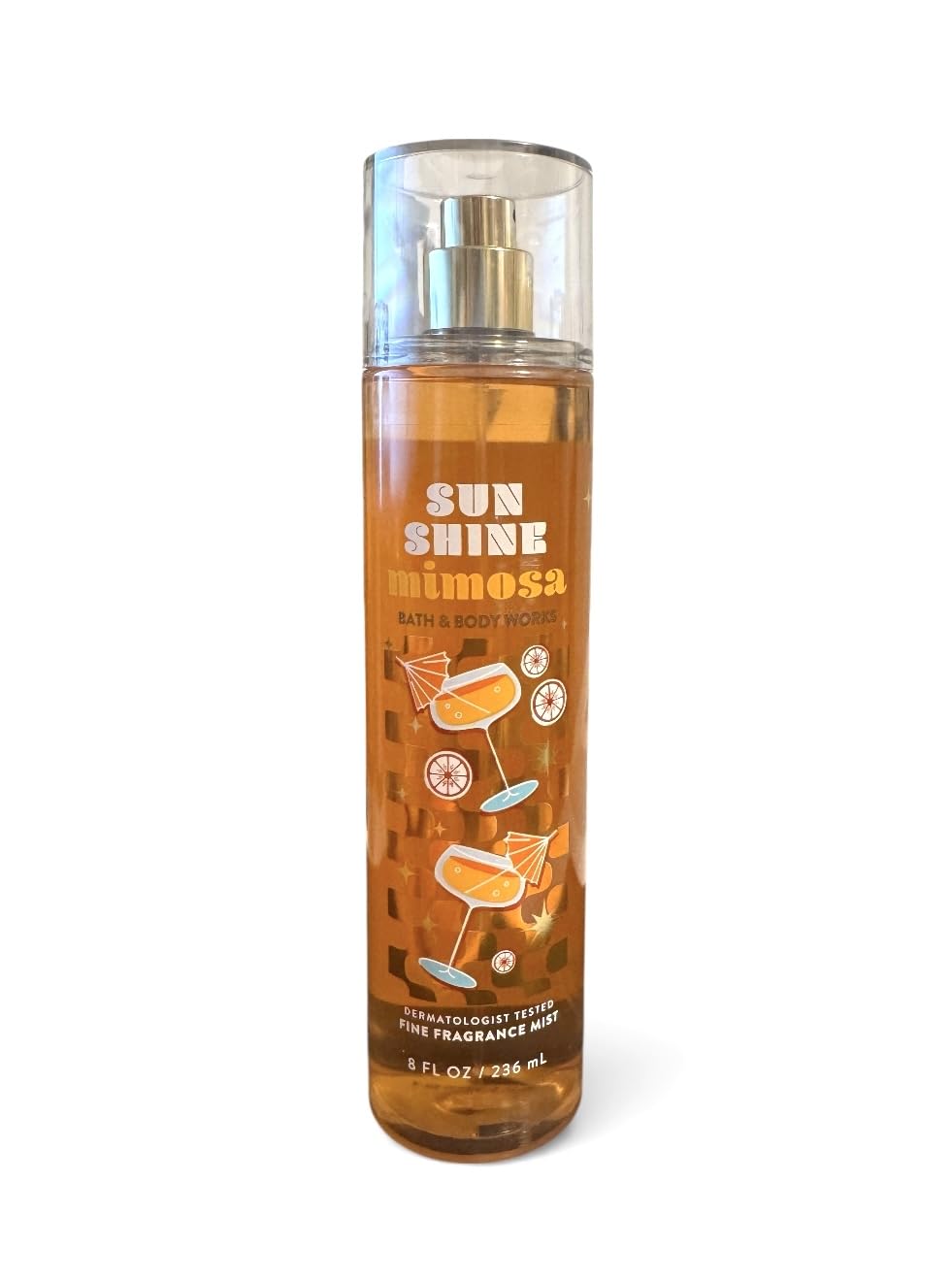 Bath & Body Works Sunshine Mimosa mist being sprayed for quick scent refresh.
