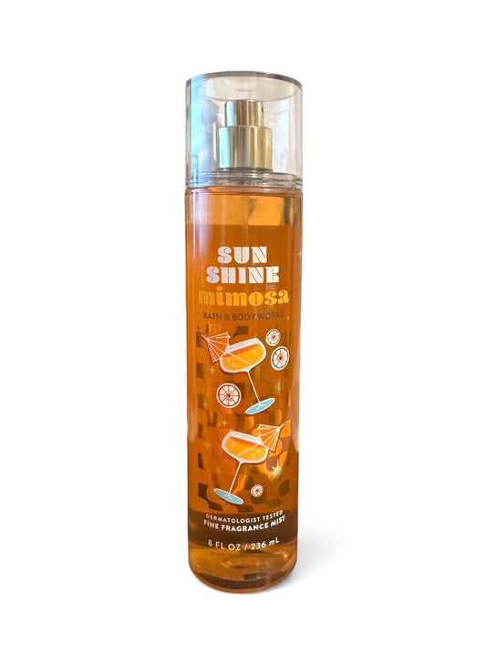 Bath & Body Works Sunshine Mimosa mist being sprayed for quick scent refresh.
