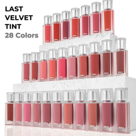 BBIA Last Velvet Tint swatches reveal 28 shade options for daily looks.