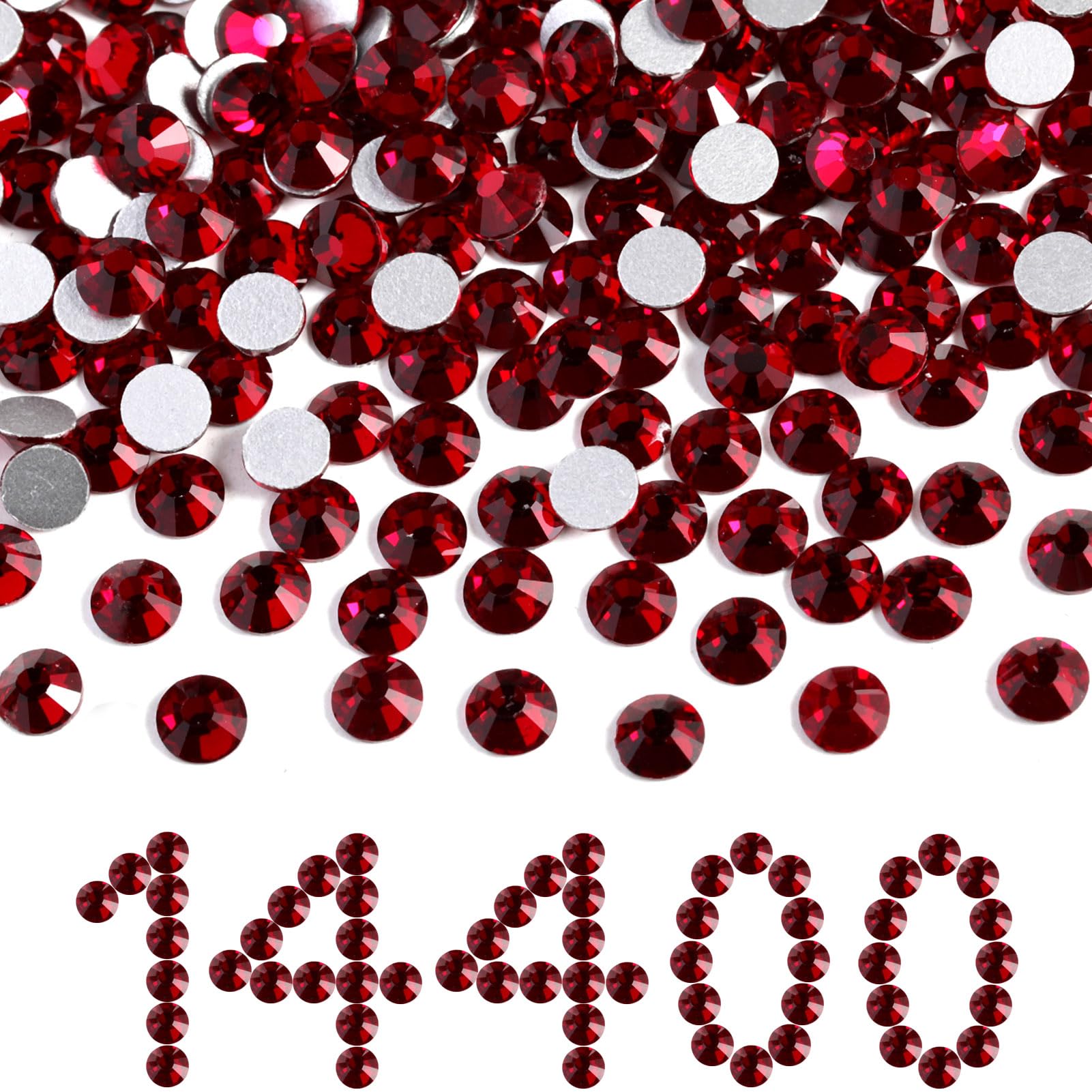 BEADSLAND Dark Siam flatback rhinestones for nails and crafts, high sparkle