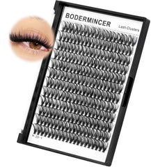 Bodermincer D curl cluster lashes close up showing curling effect