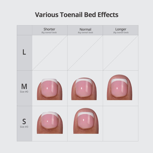 BTArtbox white square press-on toenails close-up showing natural look and fit.