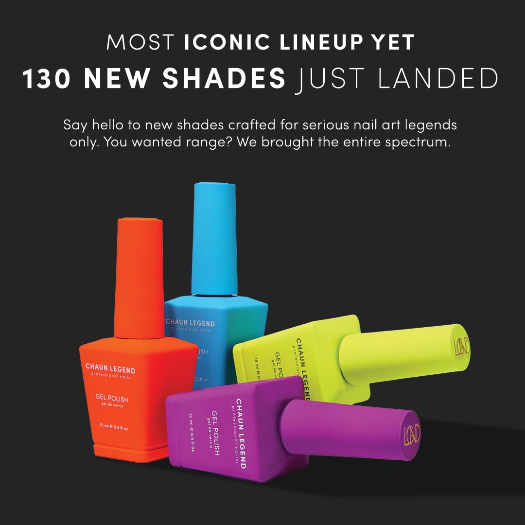 Chaun Legend high-pigment one-coat coverage for speedy manicures.