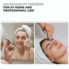 Coco's Closet compact 4-inch tweezers designed for controlled grip and portability.