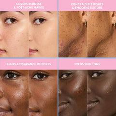 Applied on cheek, it delivers a soft matte, pore-blurred finish.