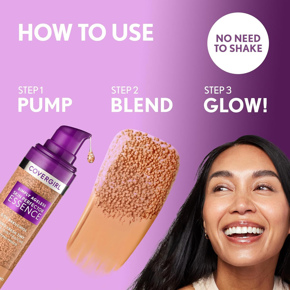 CoverGirl Simply Ageless pigment capsules dispersed for seamless tint.