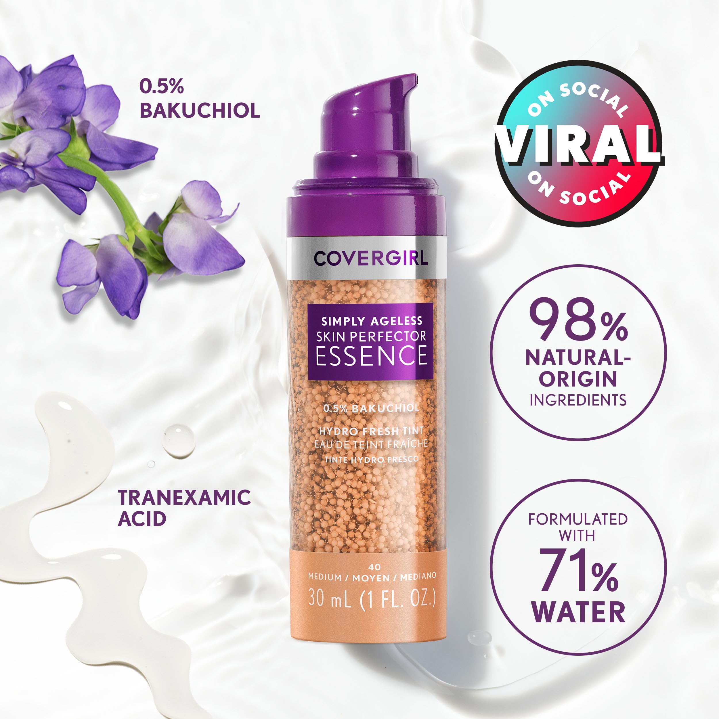 CoverGirl Simply Ageless tone-evening action creating a radiant, even tone.