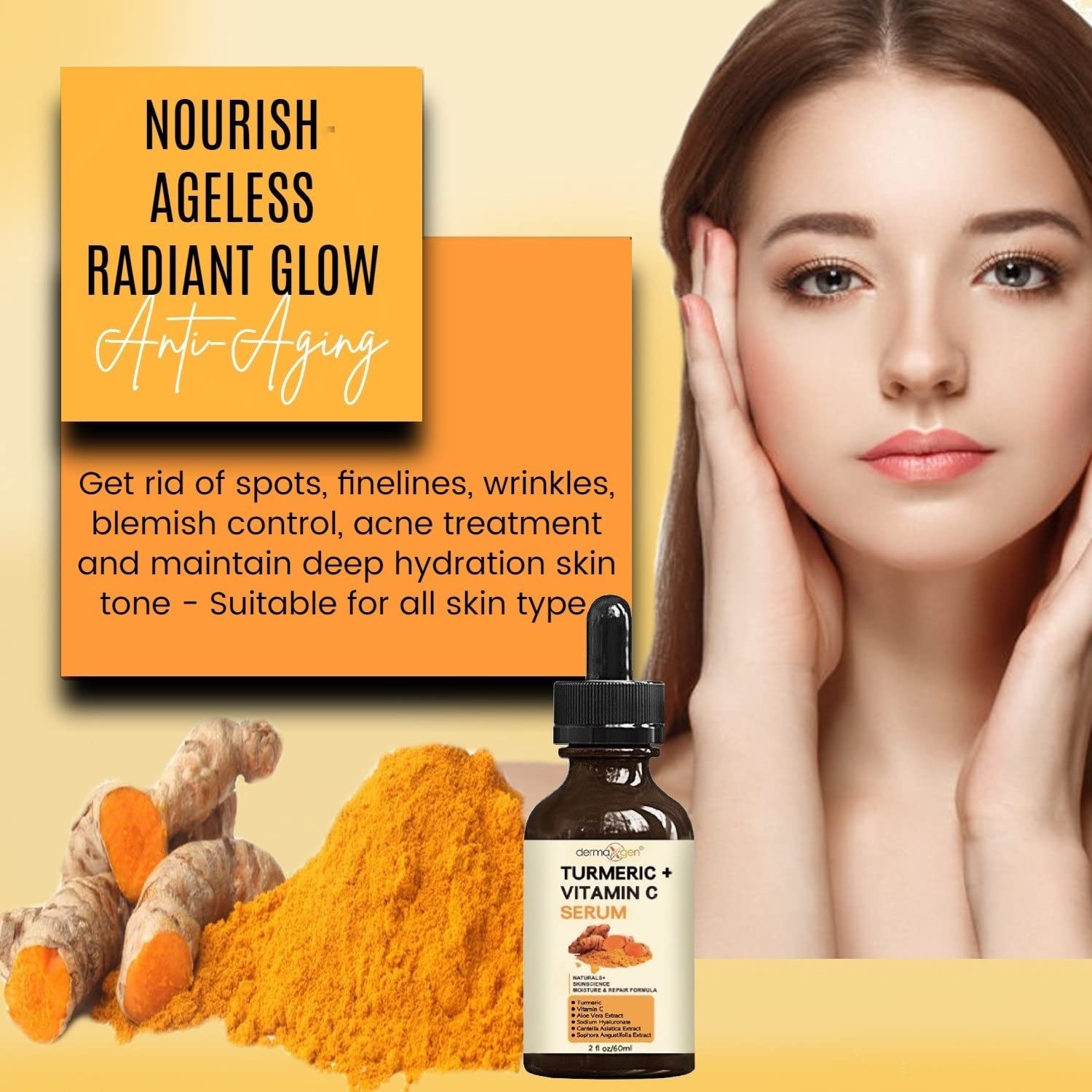 DERMAXGEN Turmeric Serum for dry skin relief and smoothness.
