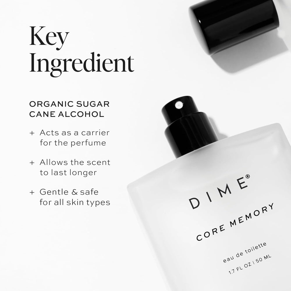 DIME Core Memory Perfume cedarwood base adds warm depth