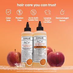 dpHUE ACV Rinse Lite promotes shine and stronger strands after use