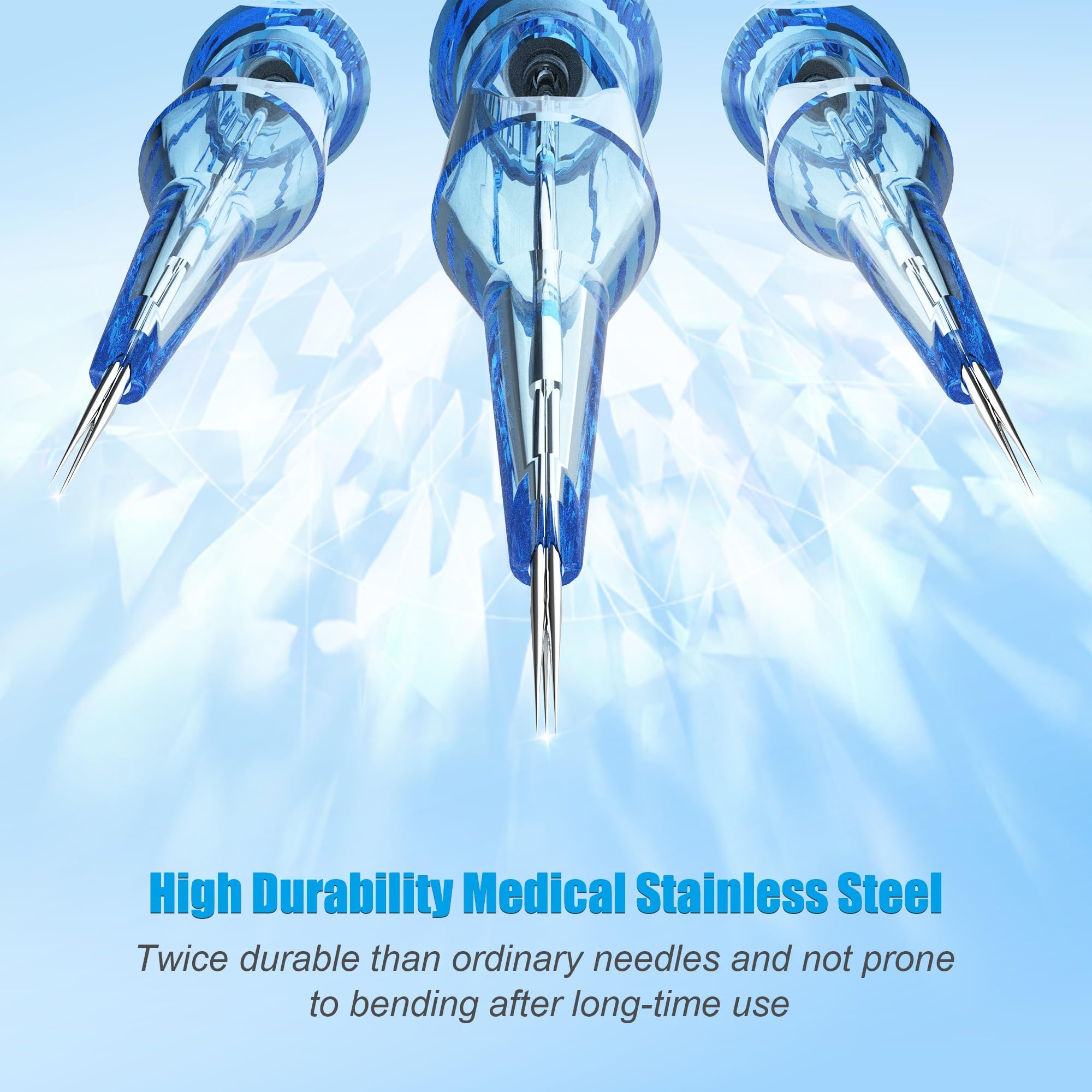 Emalla Eliot needles transparent body allows easy needle observation while tattooing.