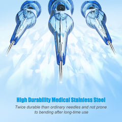 Emalla Eliot needles transparent body allows easy needle observation while tattooing.