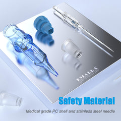 Emalla Eliot needles stable cartridge supports steady lining during sessions.