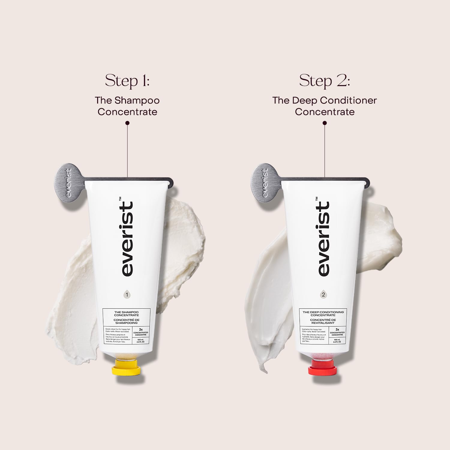 Everist duo packaging display capturing easy daily haircare routine.