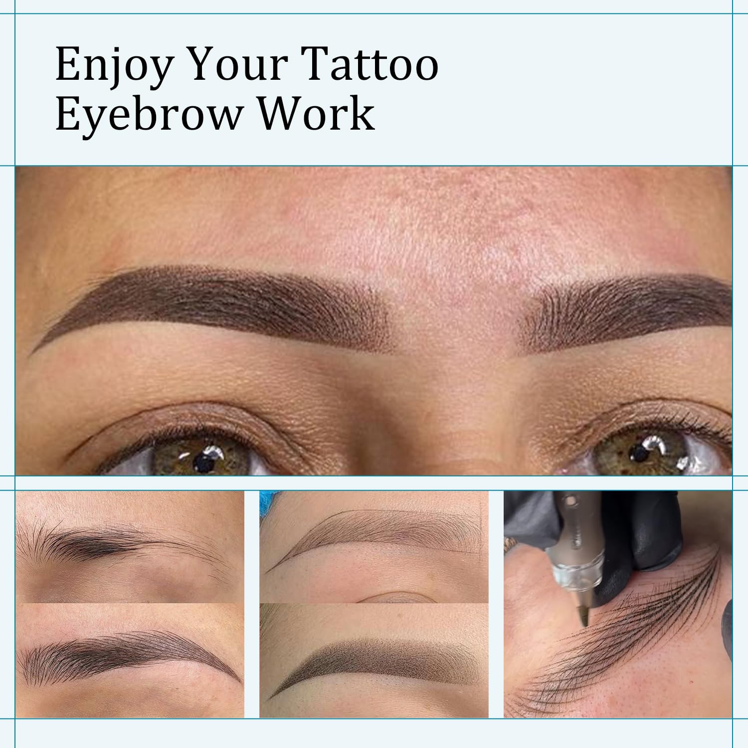 Professional tattoo artist applies FAMISOO PMU for precise brow color.