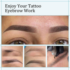 Professional tattoo artist applies FAMISOO PMU for precise brow color.