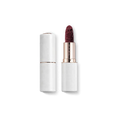 FLORASIS Blooming Rouge Lipstick swatch on lips with porcelain-inspired glaze