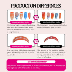 Flower press on nails easy-application system shown for quick use.